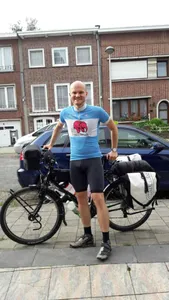Floris with his touring bicycle